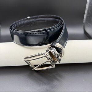 Versace Verrsa V2 Adjustable Leather Belt - Dark Navy - Size 44/110